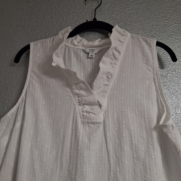 Crown & Ivy Swiss Dot Sleeveless Blouse     Size L - Picture 11 of 14
